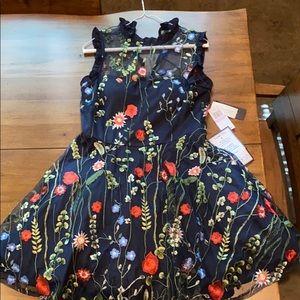 dark blue embroidered dress